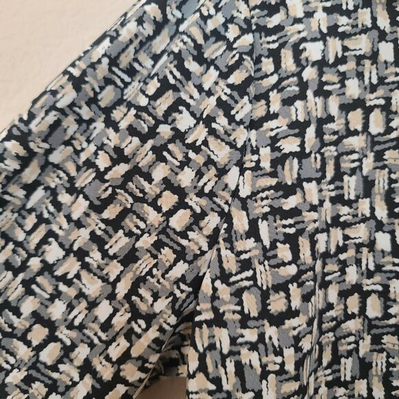 Faded Glory Top Womens Medium Brown Black Print Knit Popover Collared Casual - Picture 5 of 12